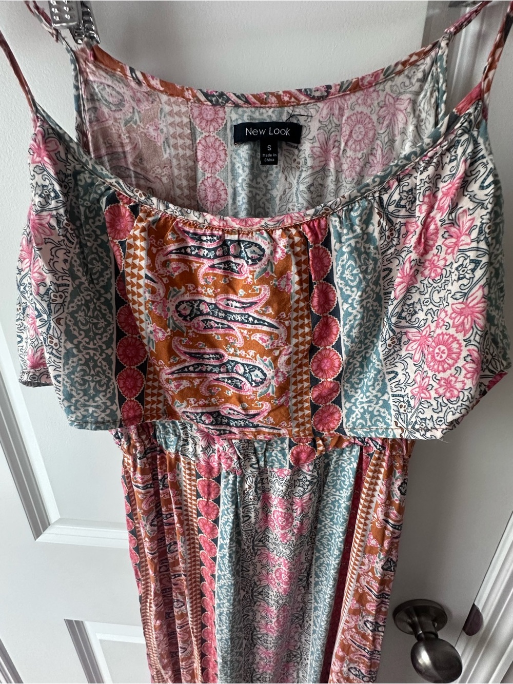 Boho Coral & Cream Woman’s Maxi Dress - Picture 2 of 4